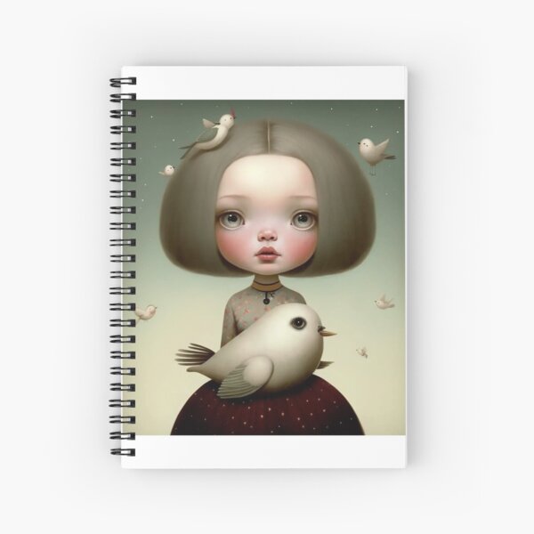 Girl with pigeons Spiral Notebook