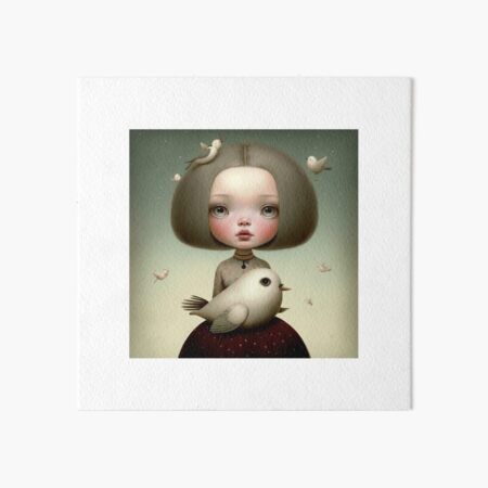 Girl with pigeons Art Board Print