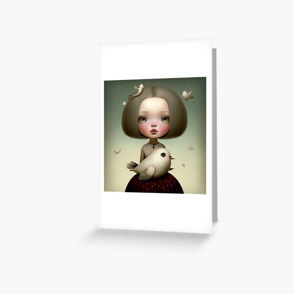 Girl with pigeons Greeting Card