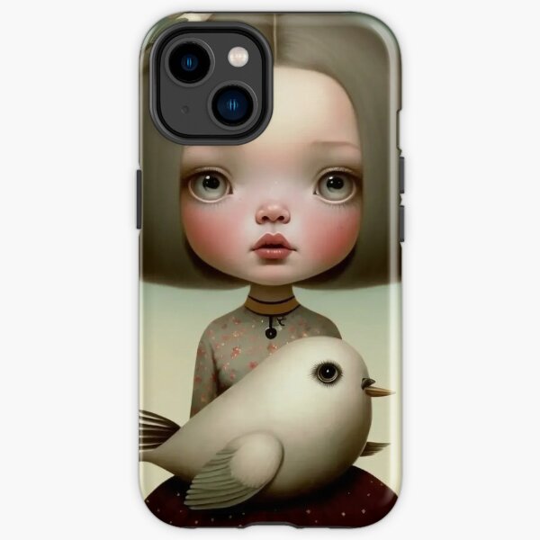 Girl with pigeons iPhone Tough Case
