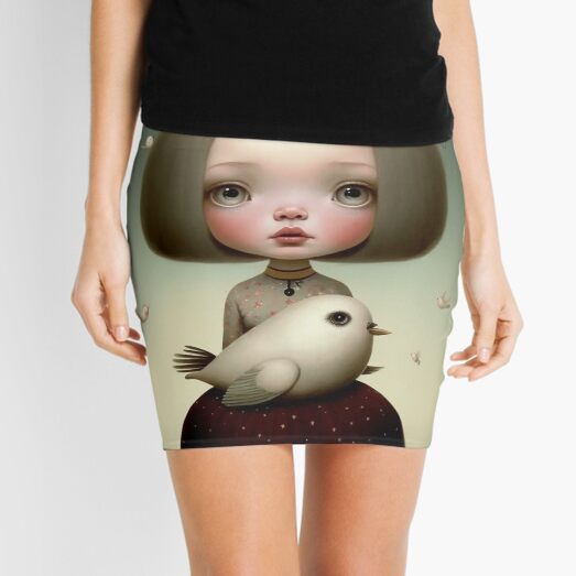 Girl with pigeons Mini Skirt