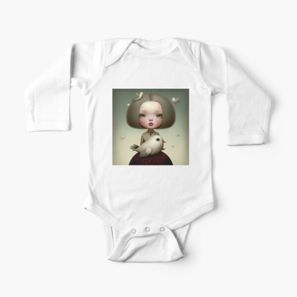 Girl with pigeons Long Sleeve Baby One-Piece