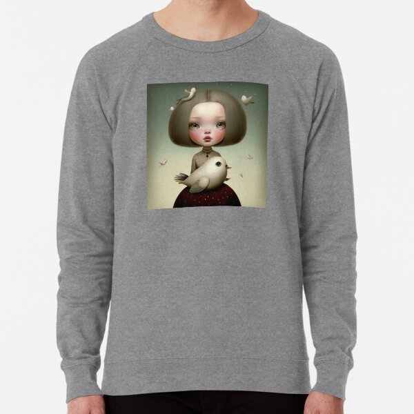 Girl with pigeons Lightweight Sweatshirt