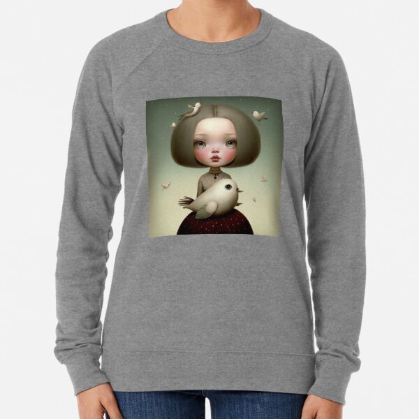 Girl with pigeons Lightweight Sweatshirt