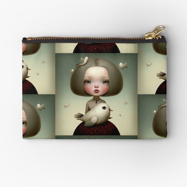 Girl with pigeons Zipper Pouch