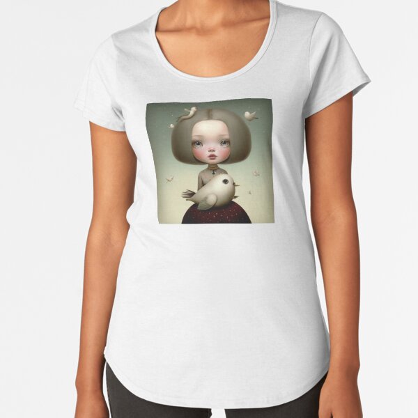 Girl with pigeons Premium Scoop T-Shirt