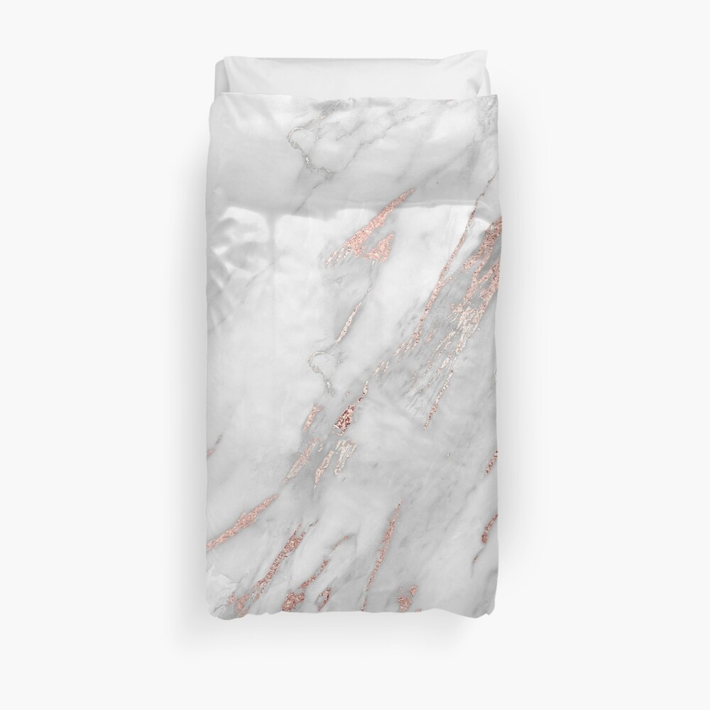 Eleganter Rose Gold Marmor Bettbezug