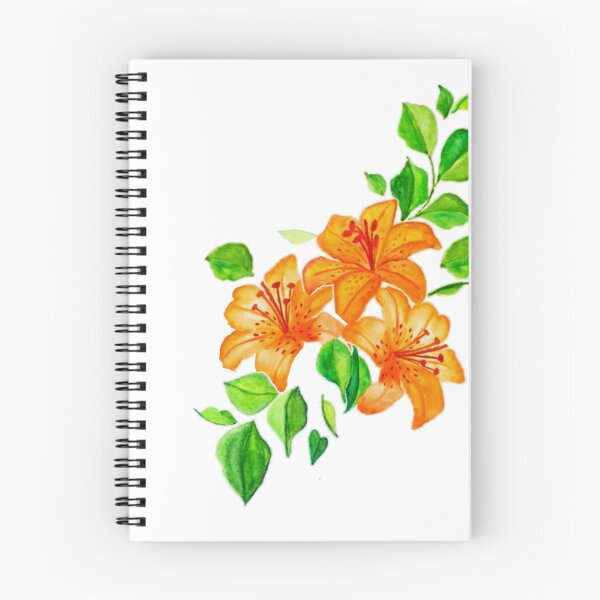 Item preview, Flowers Lilly-orange and green watercolor designed and sold by Shafiya_prints.
