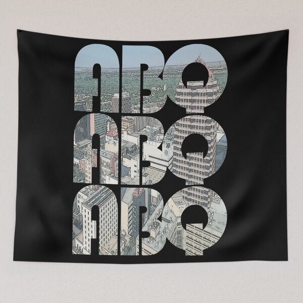 Item preview, Albuquerque, New Mexico ABQ Cityscape Repeating Pattern designed and sold by CrabbyLobster.