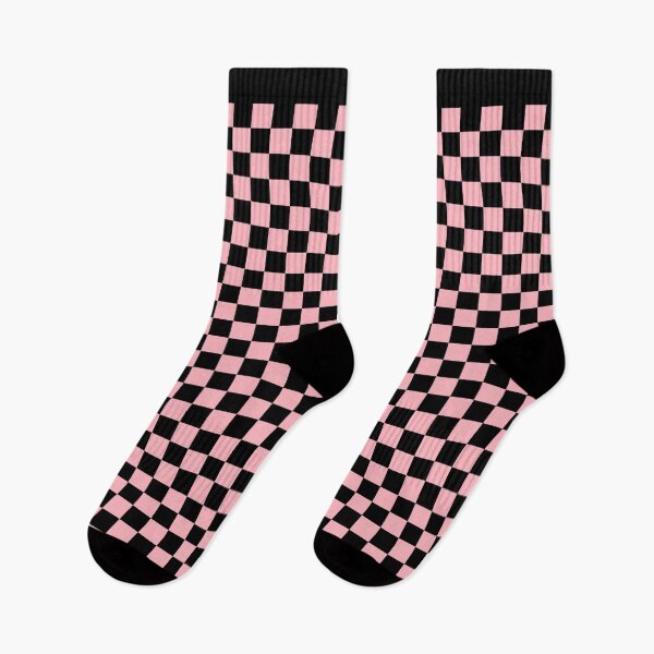 Item preview, Checkered Socks - Pink and Black designed and sold by Tree45.