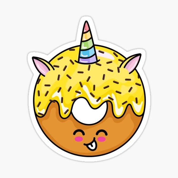 "Banana Unicorn Donut Giggly" Sticker for Sale by ColorMeUnique Redbubble