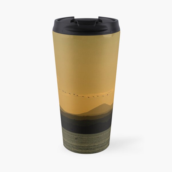 Geese over Derryveagh mountains at Twilight Travel Mug