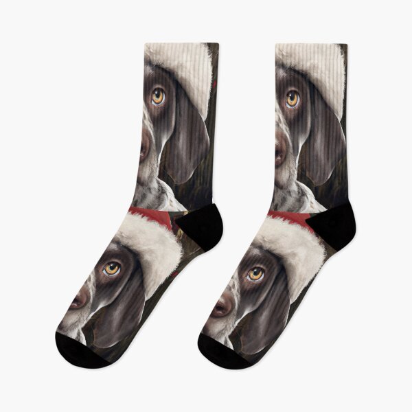 Item preview, Christmas Braque du Bourbonnais Wearing A Santa Hat designed and sold by ZenEverAI.