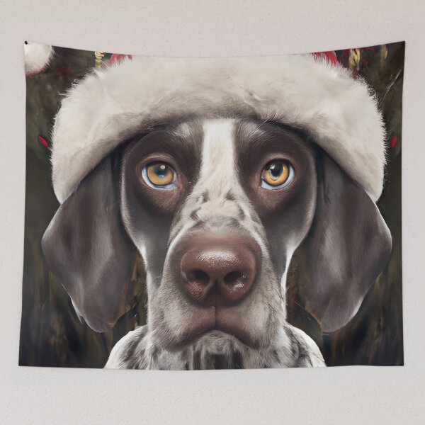 Item preview, Christmas Braque du Bourbonnais Wearing A Santa Hat designed and sold by ZenEverAI.