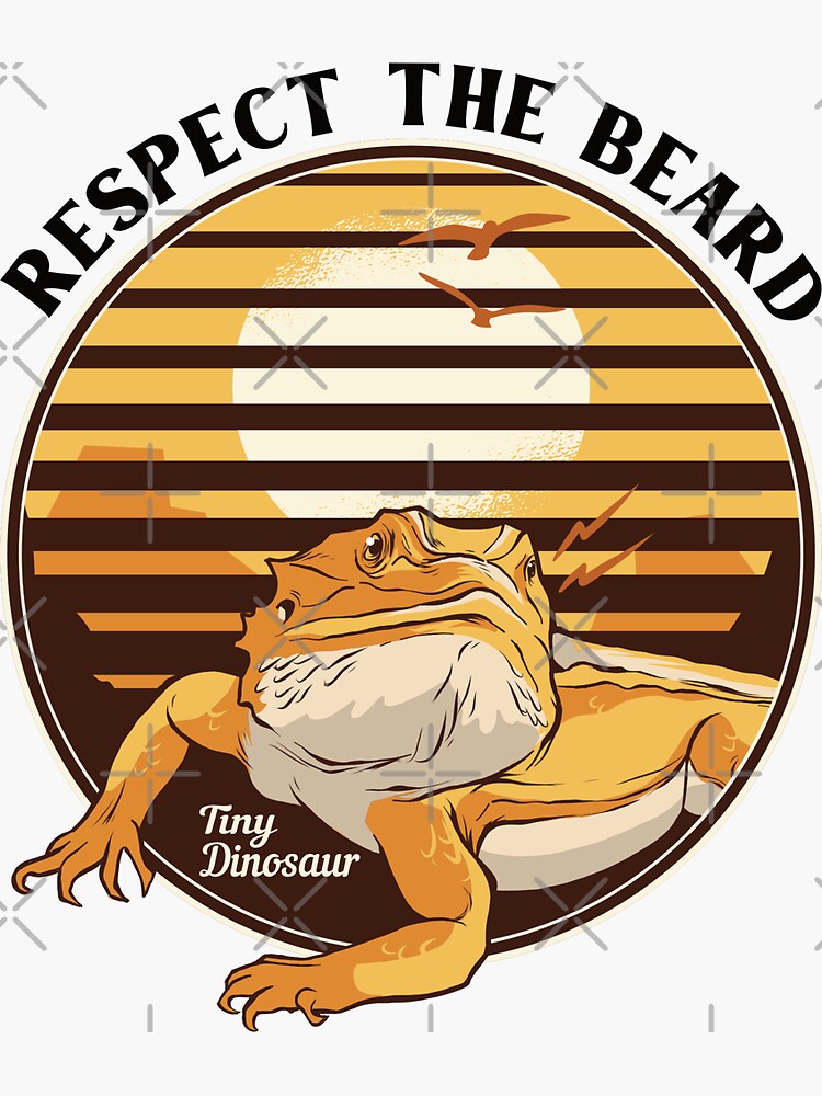 Bearded Dragon Respect The Beard Sticker For Sale By Stil Mix Redbubble