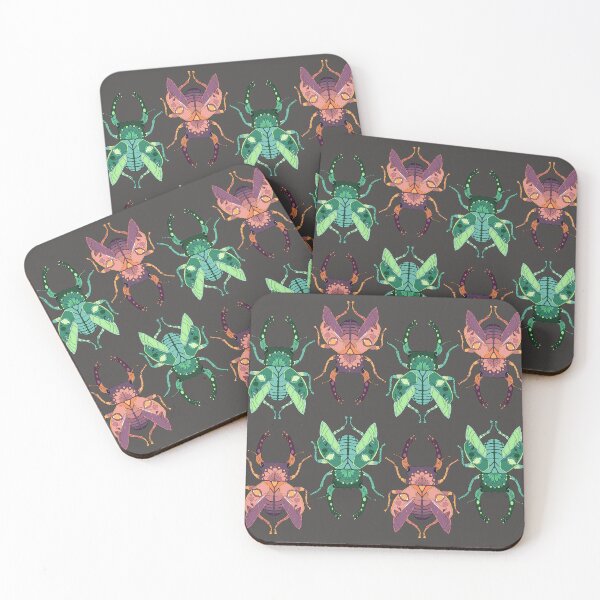 Item preview, green and pink beetle pattern designed and sold by zafirastarlight.