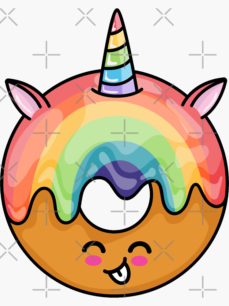 "Rainbow Unicorn Donut Giggly" Sticker for Sale by ColorMeUnique