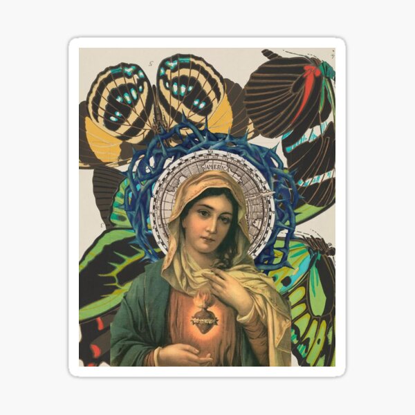 Virgin Mary with Butterflies Sticker