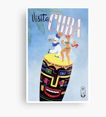 Lámina metálica 1958 Visita Cuba Travel Poster