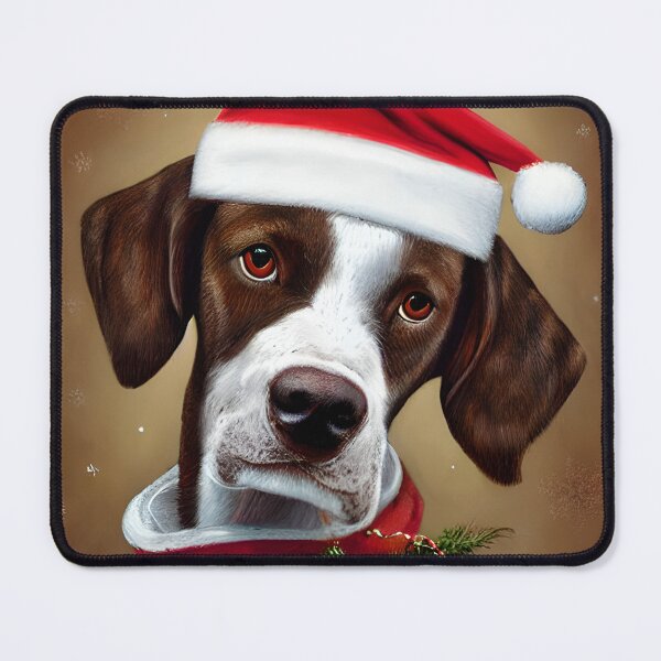 Item preview, Christmas Braque Francais Pyrenean Wearing A Santa Hat designed and sold by ZenEverAI.