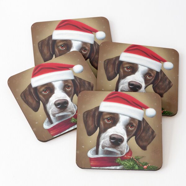 Item preview, Christmas Braque Francais Pyrenean Wearing A Santa Hat designed and sold by ZenEverAI.