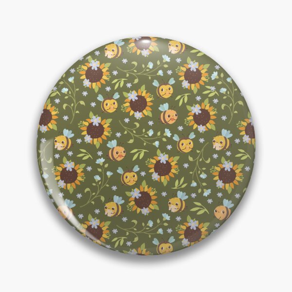 Item preview, Bees and Sunflowers Green pattern  designed and sold by Pavnud.