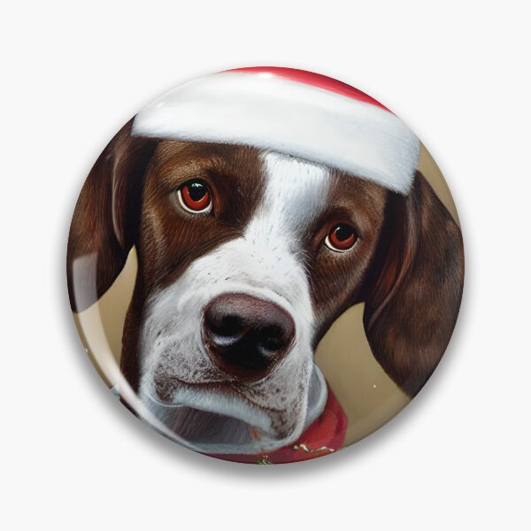 Item preview, Christmas Braque Francais Pyrenean Wearing A Santa Hat designed and sold by ZenEverAI.