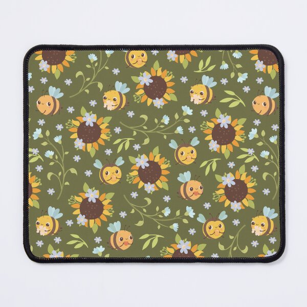 Item preview, Bees and Sunflowers Green pattern  designed and sold by Pavnud.