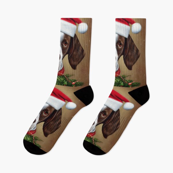 Item preview, Christmas Braque Francais Pyrenean Wearing A Santa Hat designed and sold by ZenEverAI.