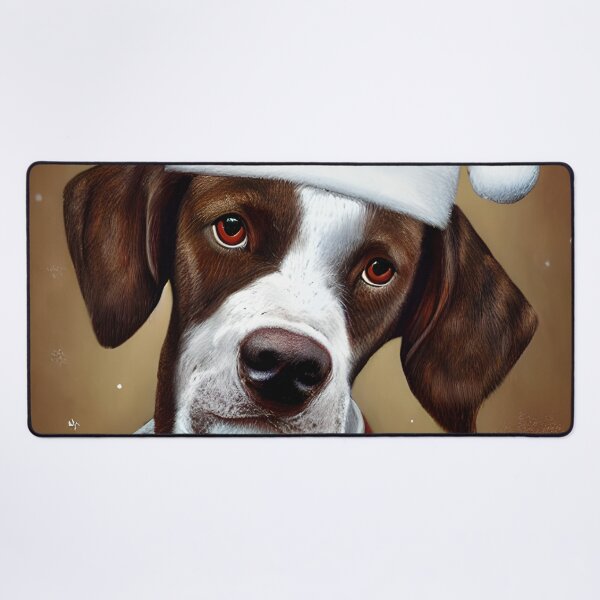 Item preview, Christmas Braque Francais Pyrenean Wearing A Santa Hat designed and sold by ZenEverAI.