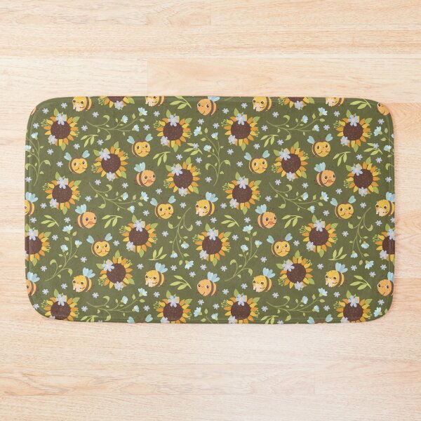 Item preview, Bees and Sunflowers Green pattern  designed and sold by Pavnud.