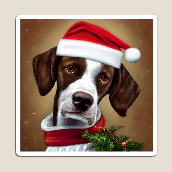 Item preview, Christmas Braque Francais Pyrenean Wearing A Santa Hat designed and sold by ZenEverAI.