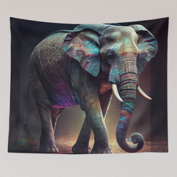 Item preview, Colourful Elephant Walking - Contemporary Digital Art  designed and sold by marcogolfo.