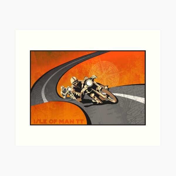 retro motorcycle Isle of Man TT poster Art Print