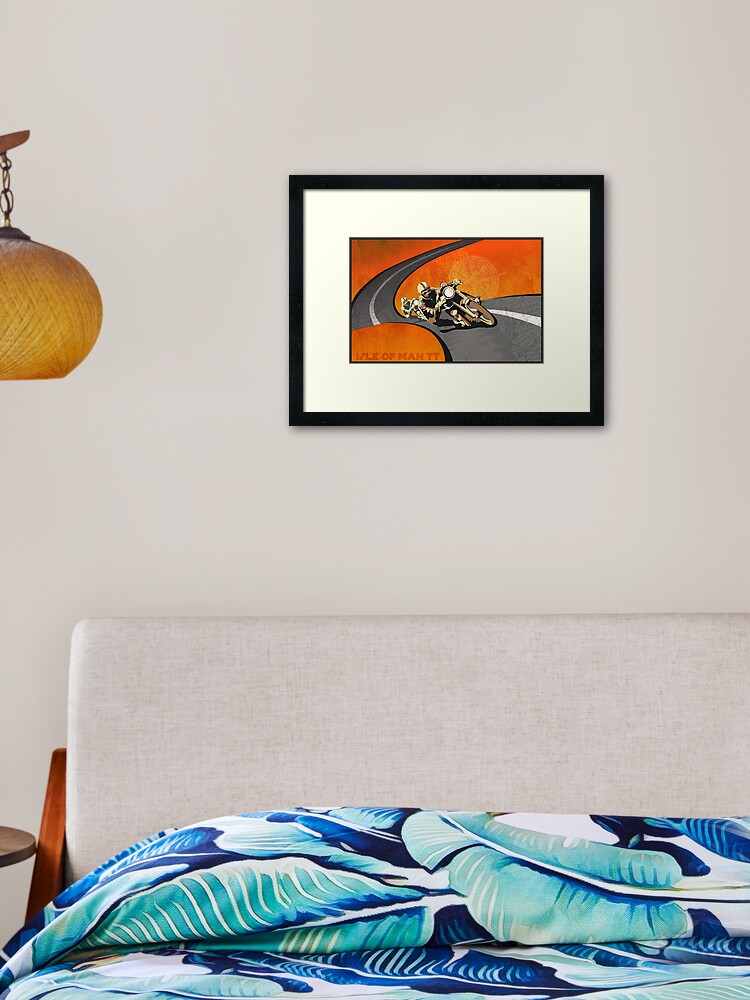 Thumbnail 1 of 7, Framed Art Print, retro motorcycle Isle of Man TT poster designed and sold by SFDesignstudio.