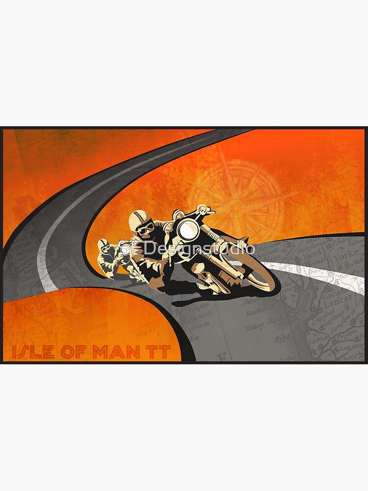Thumbnail 4 of 4, Metal Print, retro motorcycle Isle of Man TT poster designed and sold by SFDesignstudio.