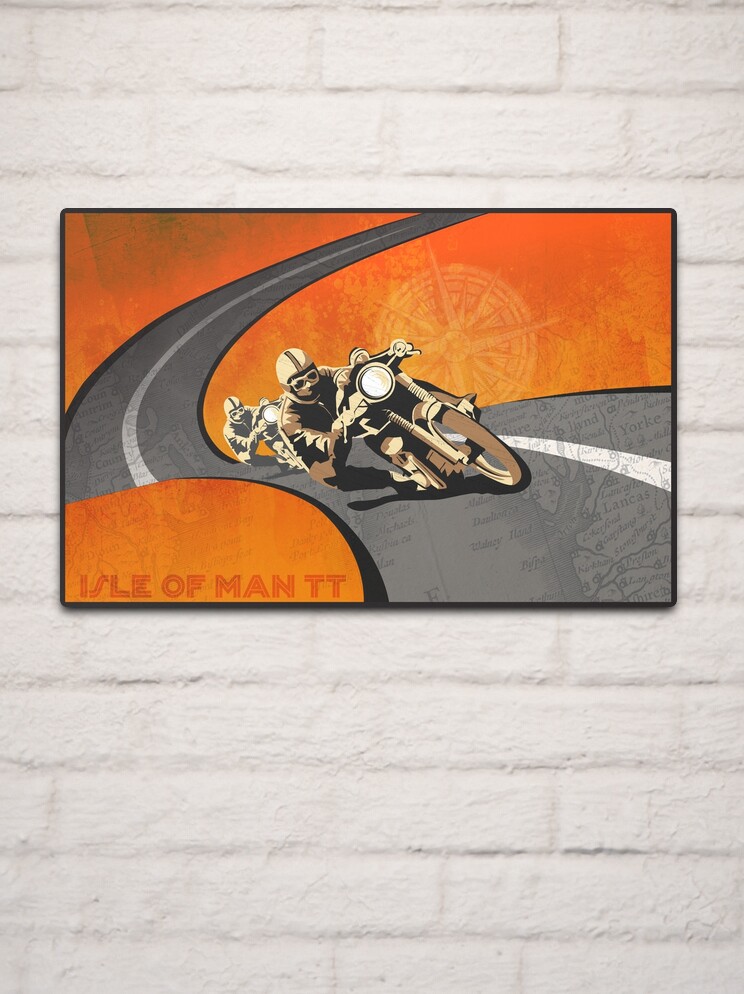Thumbnail 2 of 4, Metal Print, retro motorcycle Isle of Man TT poster designed and sold by SFDesignstudio.