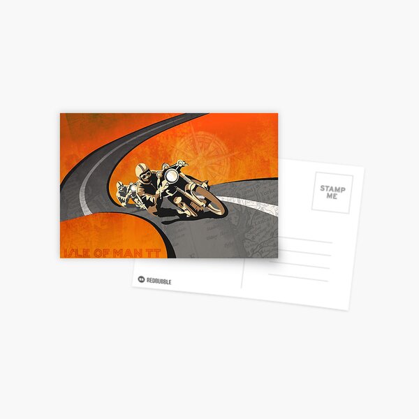 retro motorcycle Isle of Man TT poster Postcard