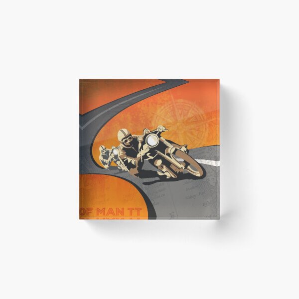 retro motorcycle Isle of Man TT poster Acrylic Block