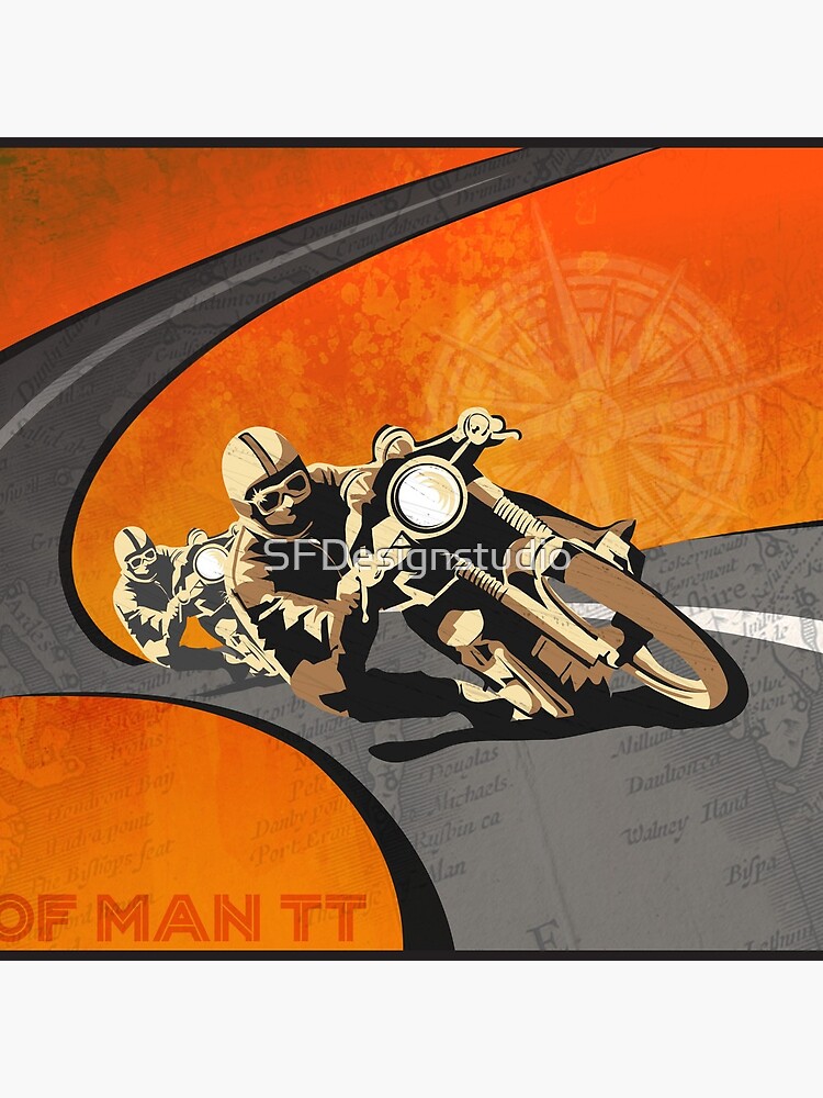 retro motorcycle Isle of Man TT poster by SFDesignstudio