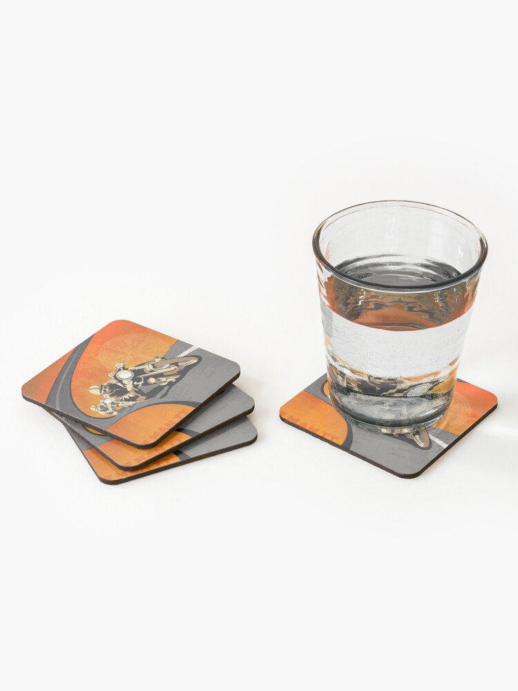 Alternate view of retro motorcycle Isle of Man TT poster Coasters (Set of 4)