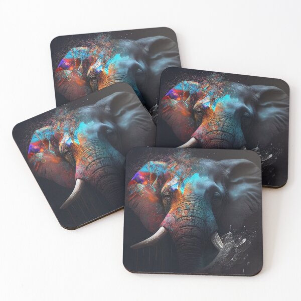 Item preview, Colourful Abstract Elephant - Contemporary Digital Art designed and sold by marcogolfo.