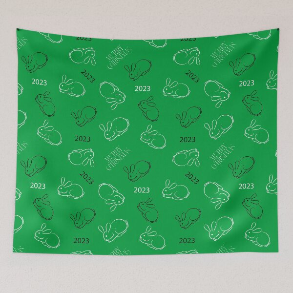Item preview,  Hares on a green background 2023 designed and sold by Olha Volokhova.