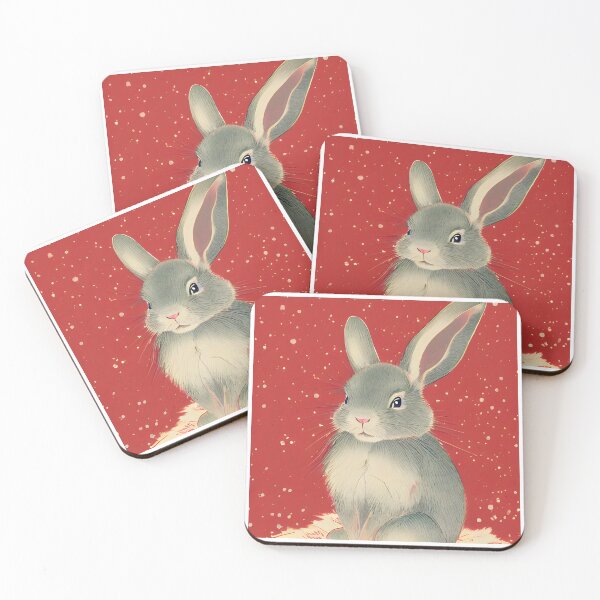 Item preview, Red Christmas American Grey Bunny Loves Elegant Merry Christmas New Year Season designed and sold by wigobun.