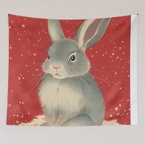 Item preview, Red Christmas American Grey Bunny Loves Elegant Merry Christmas New Year Season designed and sold by wigobun.