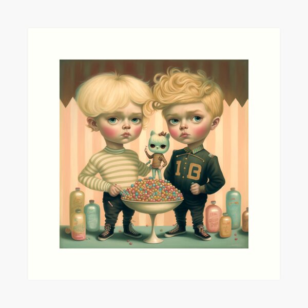Boys and his cat Art Print