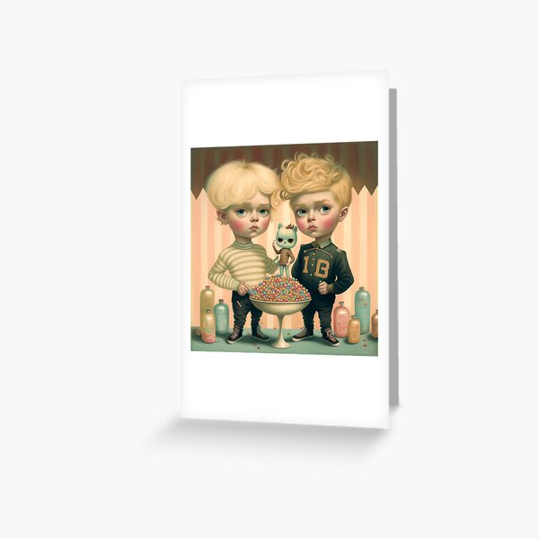 Boys and his cat Greeting Card