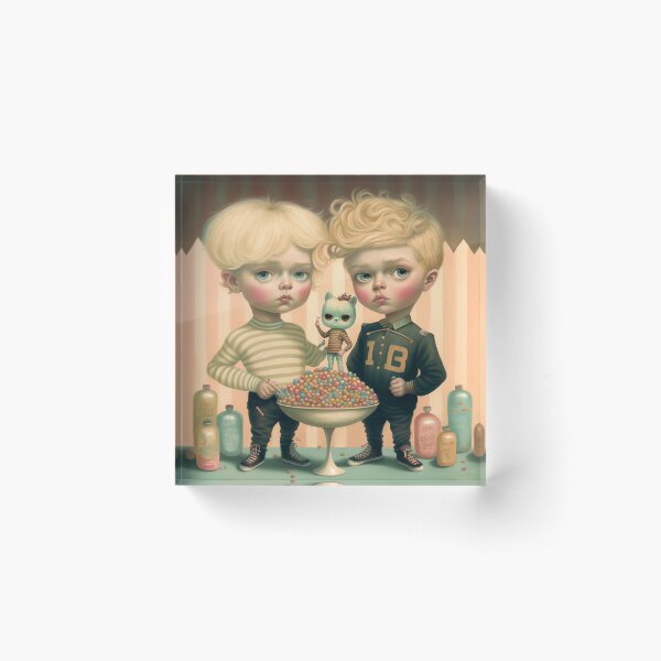 Boys and his cat Acrylic Block