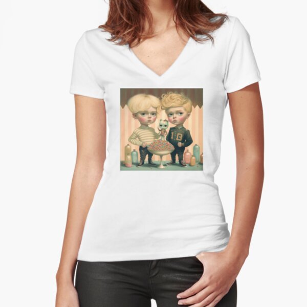 Boys and his cat Fitted V-Neck T-Shirt