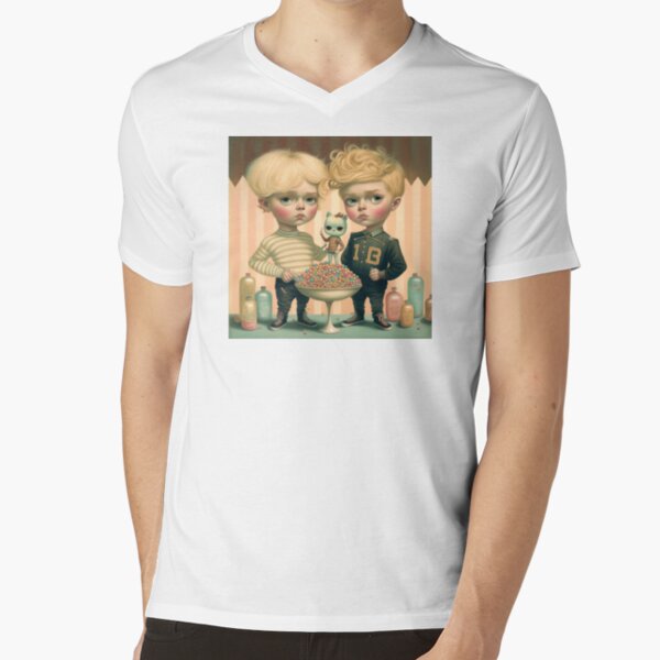 Boys and his cat V-Neck T-Shirt